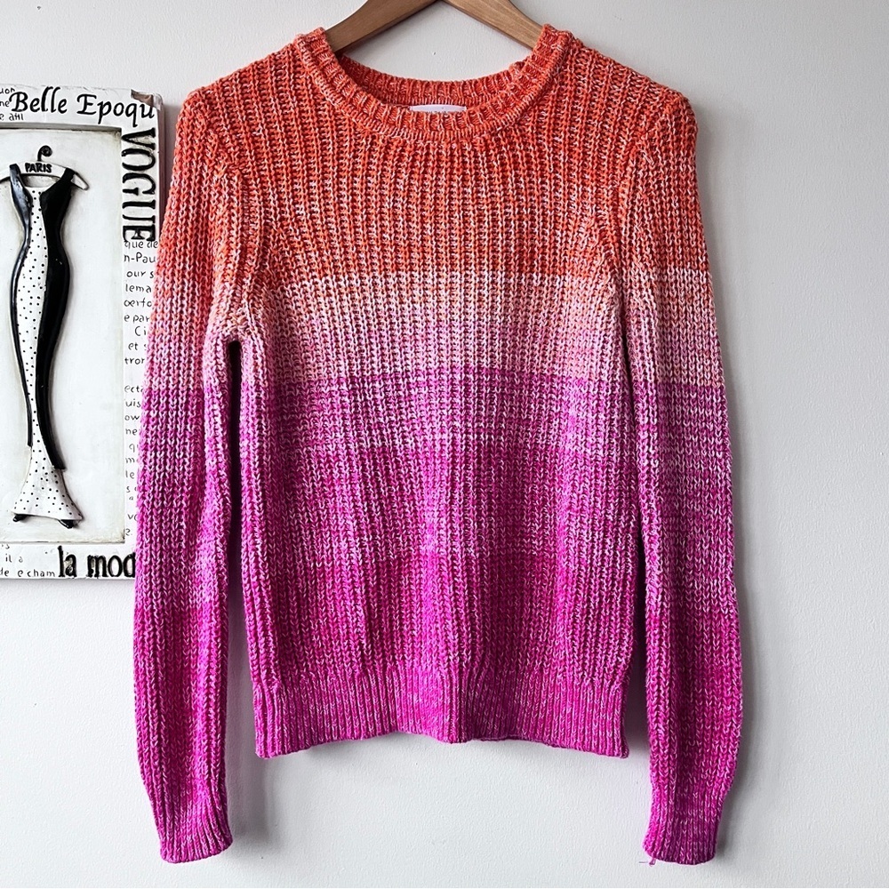 Women’s Calvin Klein Marled Pink Ombre Knit Pullover Cabincore Sweater Size XS